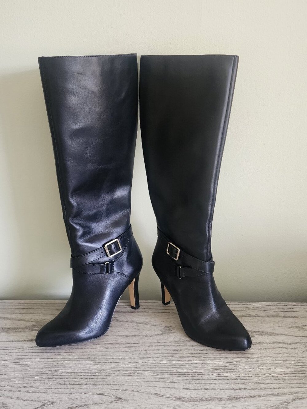 Ann Taylor Knee High Black Leather Boots Size 5 1/2